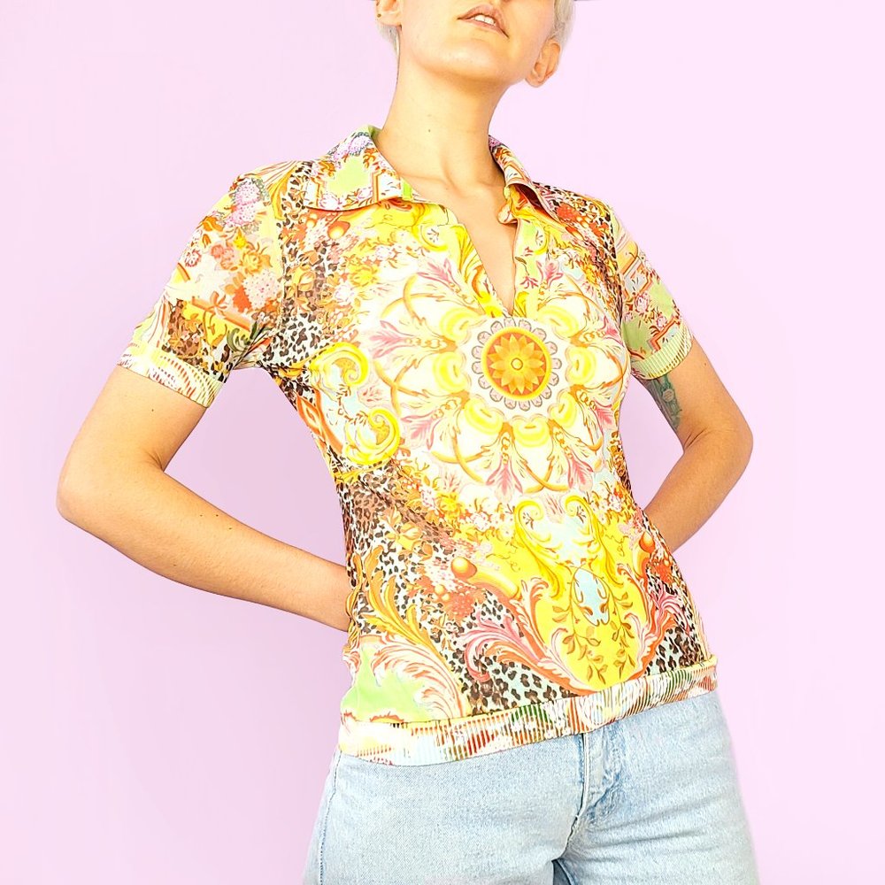 Etoile du Monde abstract floral rococo print top